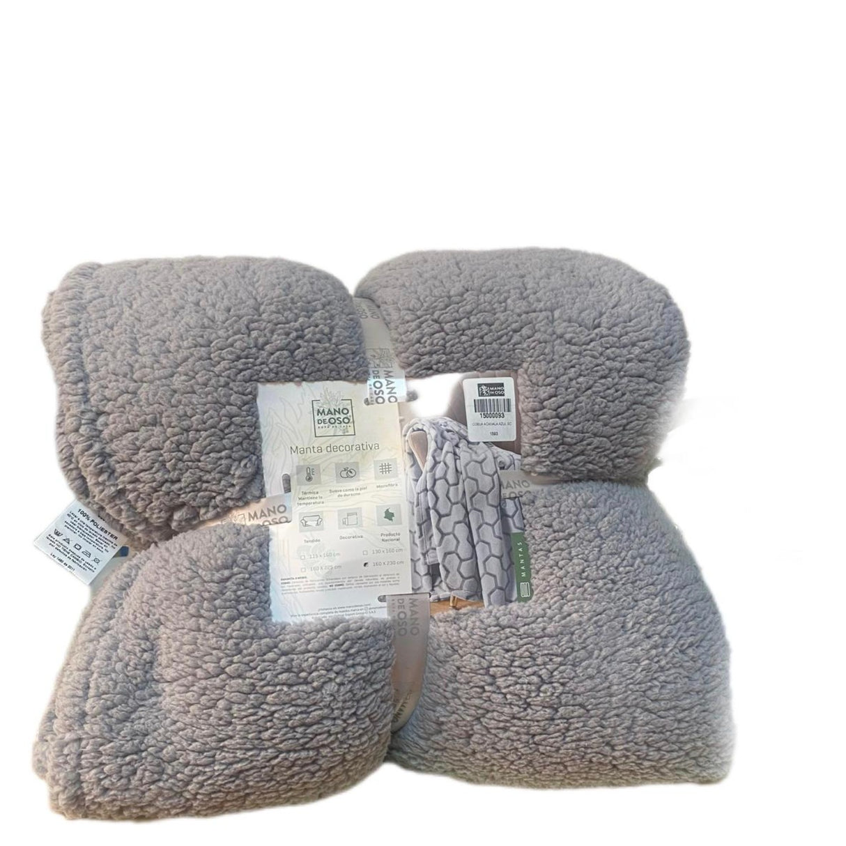 Cobija Ovejera Térmica Sherpa Gris 160x230cm Fondo Entero Ultrasuave - COBIJAS Y MANTAS | Bylmo