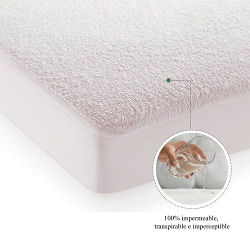 Protector De Colchón Impermeable Terry Punto Blanco Para Cama Sencilla 100 X 190 Cm