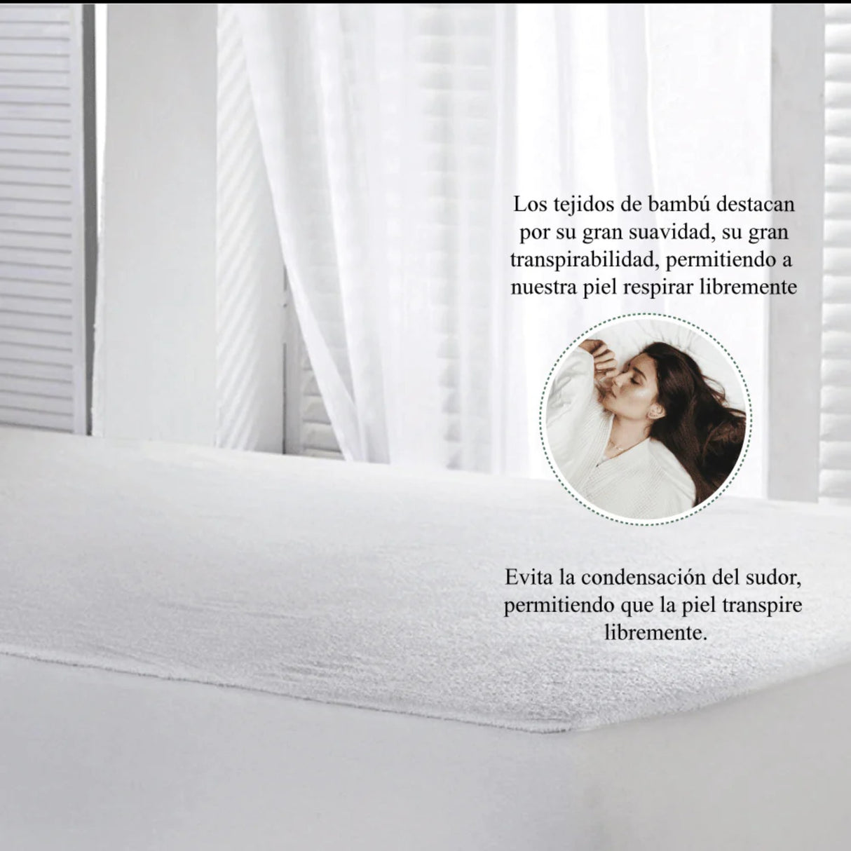 Protector de Colchón Impermeable Bambu Rizo Blanco Para Cama Sencilla 100 X 190 Cm - PROTECTORES DE COLCHON | Bylmo