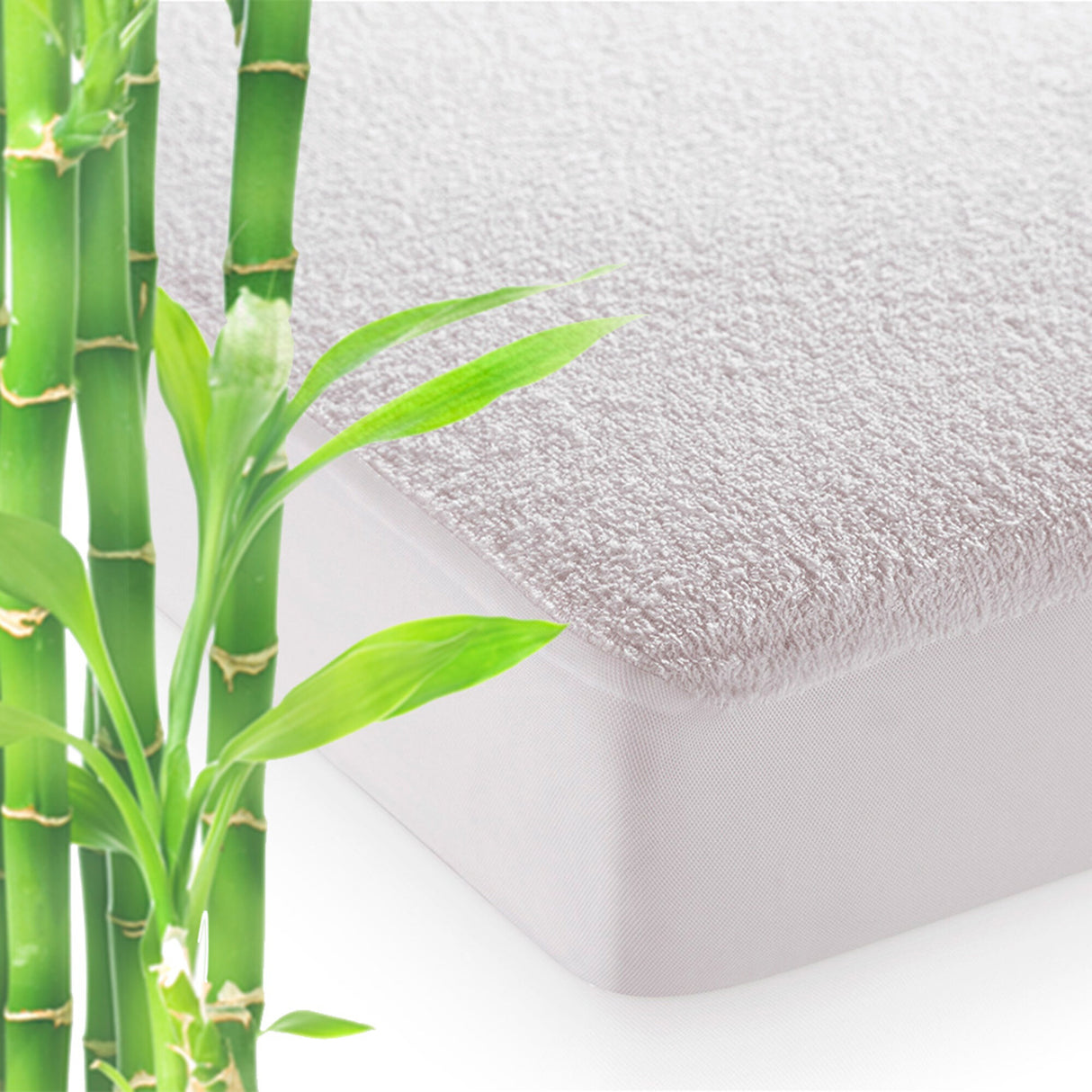 Protector de Colchón Impermeable Bambu Rizo Blanco Para Cama King 200 X 200 Cm - PROTECTORES DE COLCHON | Bylmo