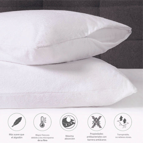 Protector de Almohada Bambu Rizo Blanco 50x70Cm Impermeable - PROTECTORES DE COLCHON | Bylmo