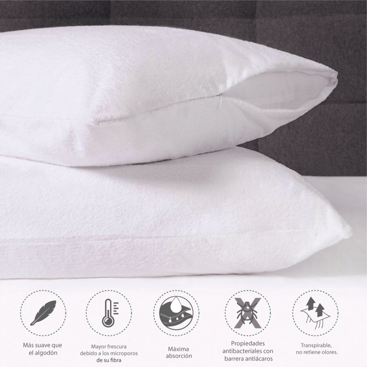 Protector de Almohada Bambu Rizo Blanco 50x90Cm Impermeable - PROTECTORES DE COLCHON | Bylmo