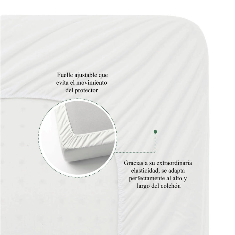 Protector De Colchón Impermeable 200h Blanco Para Cama Sencilla 100 X 190 Cm