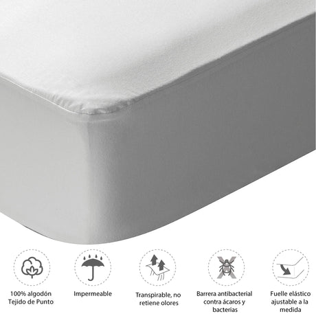Protector de Colchón Impermeable Jersey Blanco Para Cama Sencilla 100 X 190 Cm - PROTECTORES DE COLCHON | Bylmo