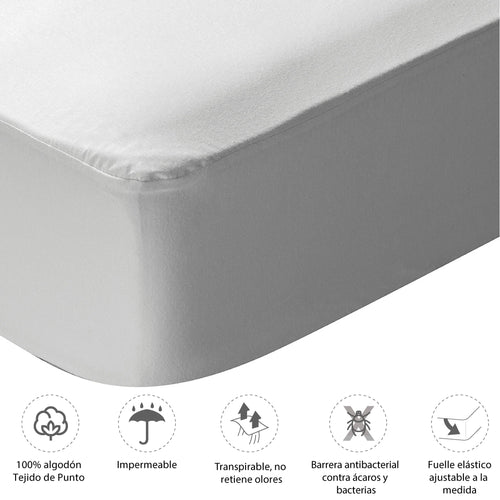 Protector De Colchón Impermeable Jersey Blanco Para Cama Sencilla 100 X 190 Cm