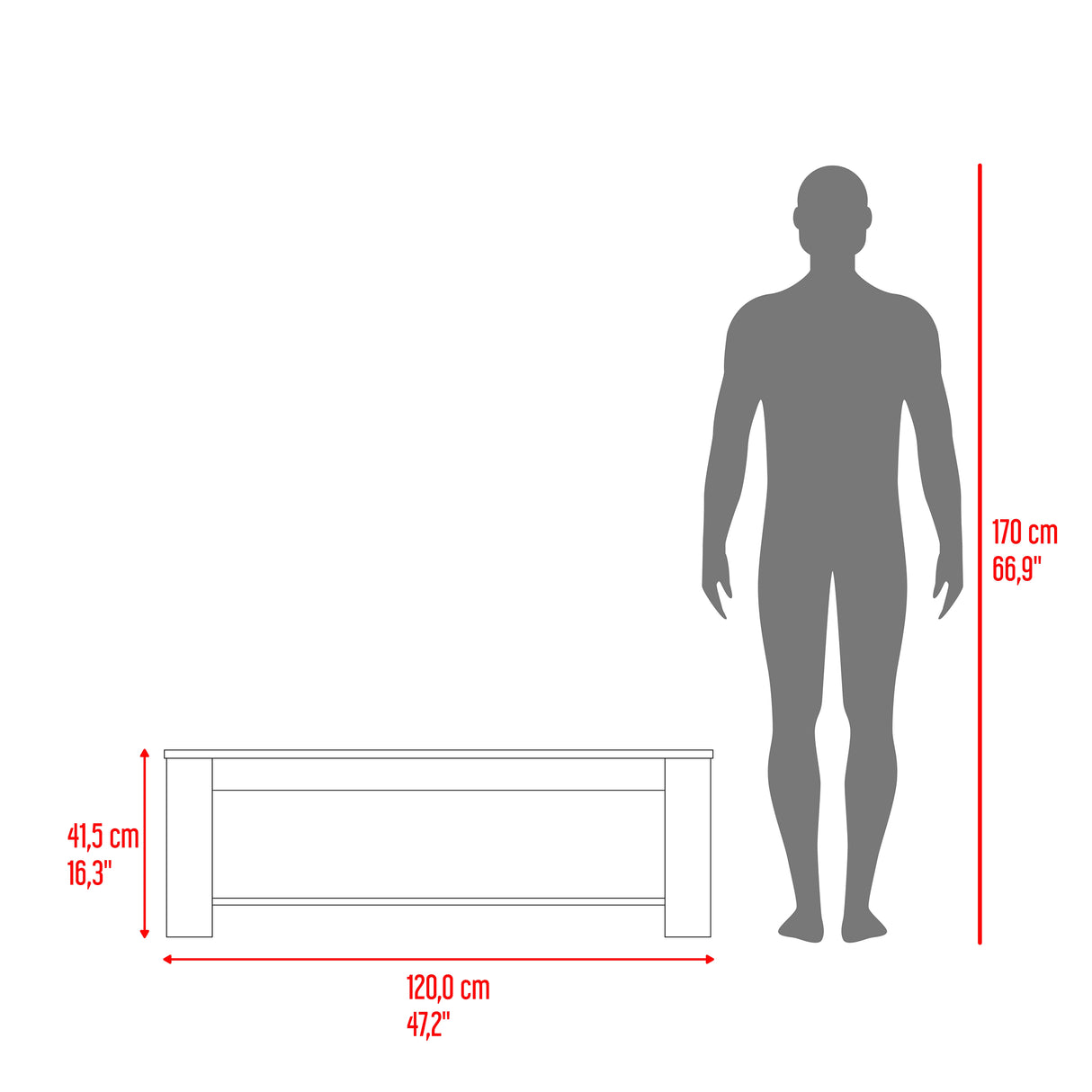 Mesa de Centro Cecil Fresno Europeo y Wengue 120x41.5cm Rectangular - MESAS DE CENTRO | Bylmo