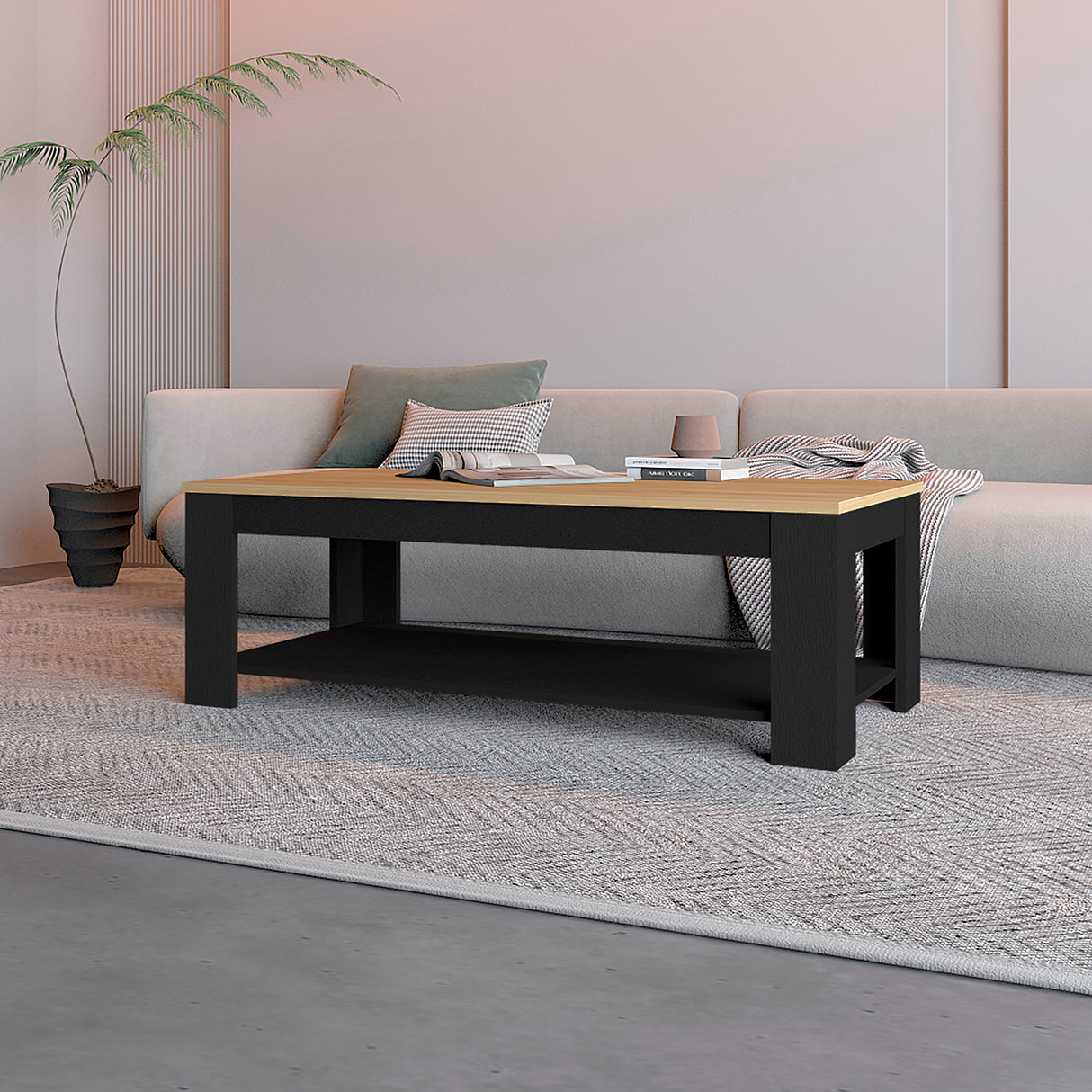 Mesa de Centro Cecil Fresno Europeo y Wengue 120x41.5cm Rectangular - MESAS DE CENTRO | Bylmo