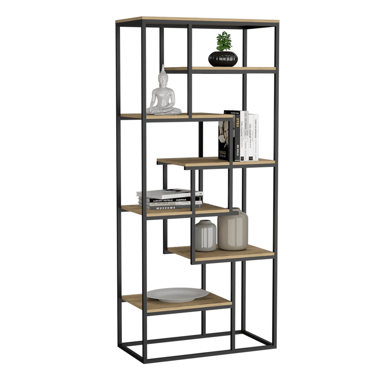 Estantería Architects Macadamia 80x182.9cm Con Seis Compartimientos - BIBLIOTECAS Y ESTANTERIAS | Bylmo