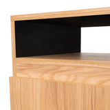 Mesa de Noche Barilo Fresno Europeo y Wengue 45x55cm Con Patas - MESAS DE NOCHE | Bylmo