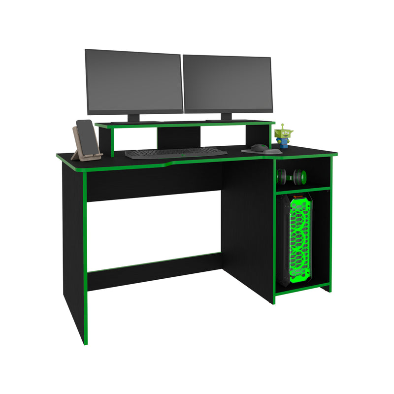 Escritorio Gamer Huni Wengue Y Verde 136x90.5cm Sin Cajones