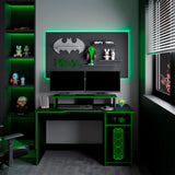 Escritorio Gamer Huni Wengue y Verde 136x90.5cm Sin Cajones - ESCRITORIOS | Bylmo