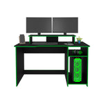 Escritorio Gamer Huni Wengue Y Verde 136x90.5cm Sin Cajones