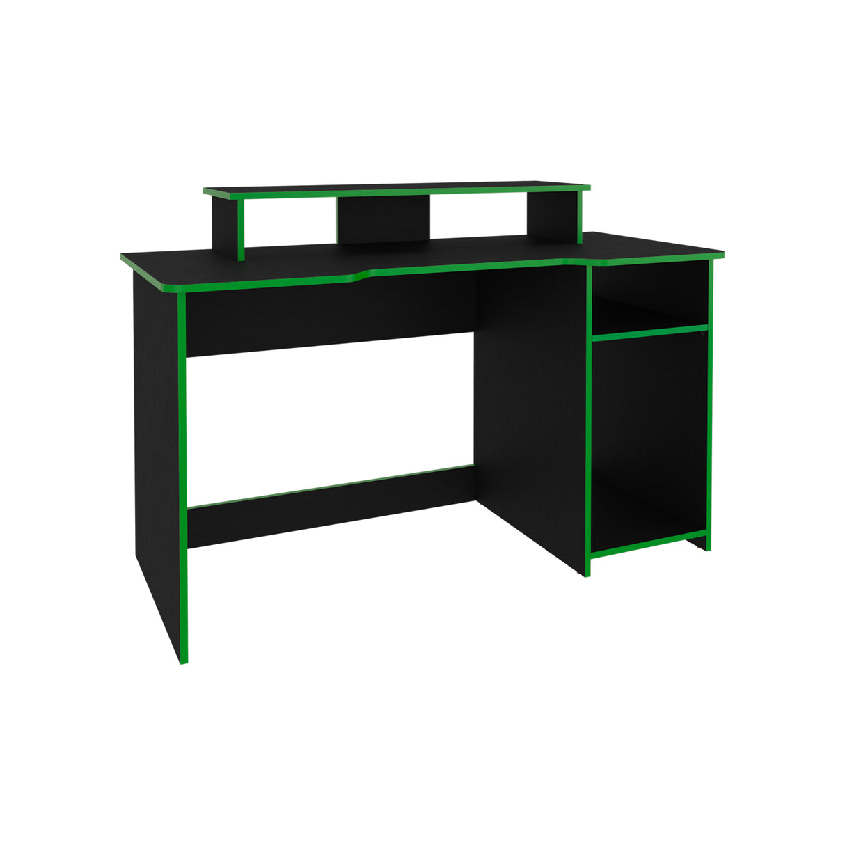 Escritorio Gamer Huni Wengue y Verde 136x90.5cm Sin Cajones - ESCRITORIOS | Bylmo