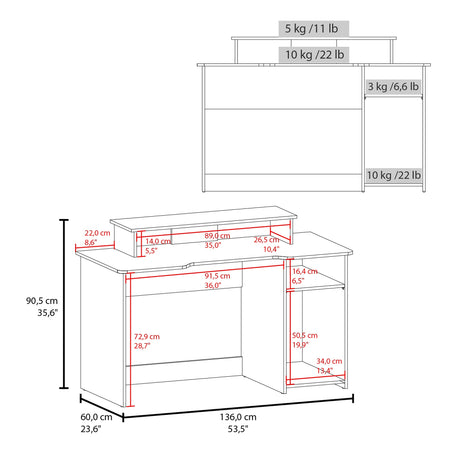 Escritorio Gamer Huni Wengue y Verde 136x90.5cm Sin Cajones - ESCRITORIOS | Bylmo
