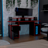 Escritorio Gamer Keria 2.0 Wengue y Rojo 157.1x88.5cm Sin Cajones - ESCRITORIOS | Bylmo