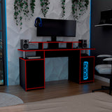 Escritorio Gamer Keria 2.0 Wengue y Rojo 157.1x88.5cm Sin Cajones - ESCRITORIOS | Bylmo