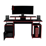 Escritorio Gamer Keria 2.0 Wengue Y Rojo 157.1x88.5cm Sin Cajones