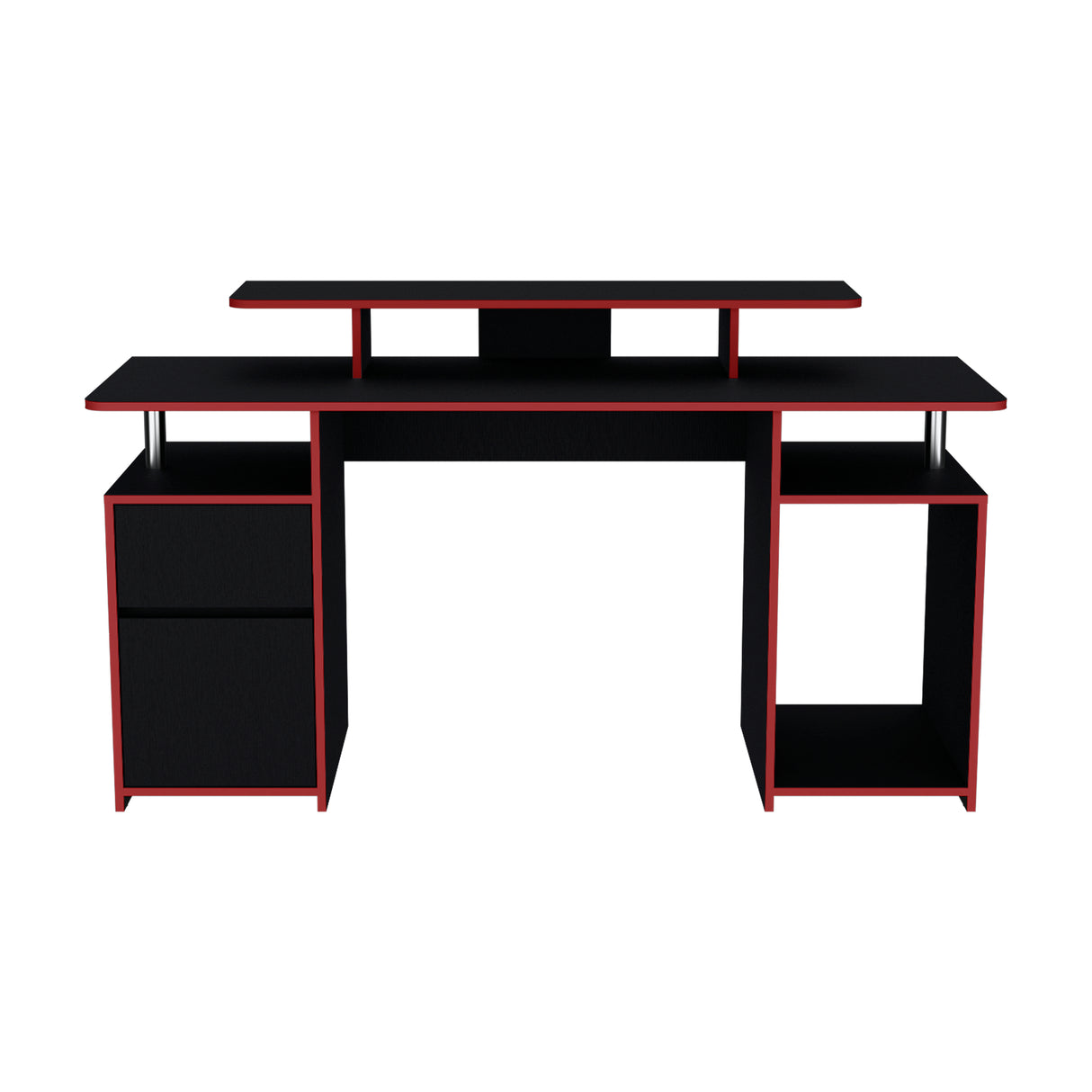 Escritorio Gamer Keria 2.0 Wengue y Rojo 157.1x88.5cm Sin Cajones - ESCRITORIOS | Bylmo