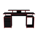 Escritorio Gamer Keria 2.0 Wengue y Rojo 157.1x88.5cm Sin Cajones - ESCRITORIOS | Bylmo