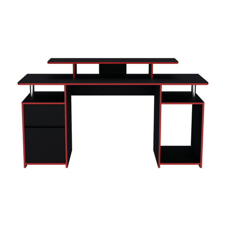 Escritorio Gamer Keria 2.0 Wengue y Rojo 157.1x88.5cm Sin Cajones - ESCRITORIOS | Bylmo