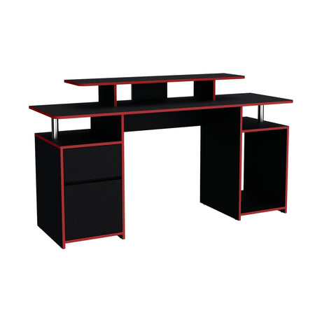 Escritorio Gamer Keria 2.0 Wengue y Rojo 157.1x88.5cm Sin Cajones - ESCRITORIOS | Bylmo
