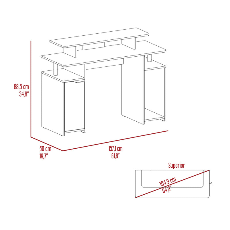 Escritorio Gamer Keria 2.0 Wengue Y Rojo 157.1x88.5cm Sin Cajones