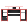 Escritorio Gamer Keria Wengue Y Rojo 157.1x88.5cm Sin Cajones