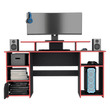 Escritorio Gamer Keria Wengue y Rojo 157.1x88.5cm Sin Cajones - ESCRITORIOS | Bylmo