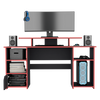 Escritorio Gamer Keria Wengue Y Rojo 157.1x88.5cm Sin Cajones