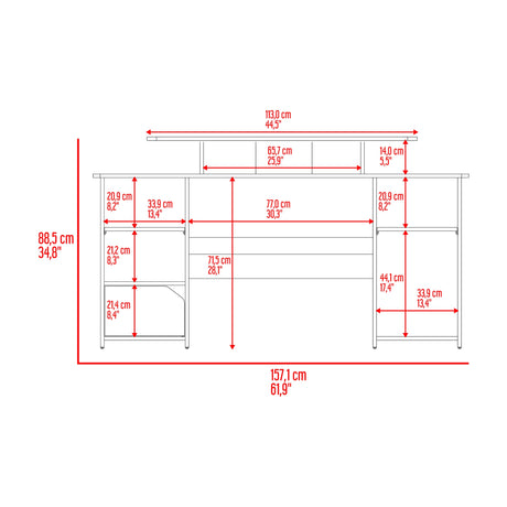 Escritorio Gamer Keria Wengue y Rojo 157.1x88.5cm Sin Cajones - ESCRITORIOS | Bylmo