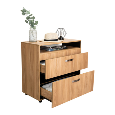 Cajonera Barilo Fresno Europeo y Wengue 80x76cm De Tres Hileras Con Patas - CAJONERAS Y COMODAS | Bylmo