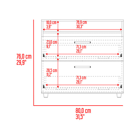 Cajonera Barilo Fresno Europeo y Wengue 80x76cm De Tres Hileras Con Patas - CAJONERAS Y COMODAS | Bylmo