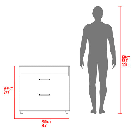 Cajonera Barilo Fresno Europeo y Wengue 80x76cm De Tres Hileras Con Patas - CAJONERAS Y COMODAS | Bylmo