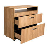 Cajonera Barilo Fresno Europeo y Wengue 80x76cm De Tres Hileras Con Patas - CAJONERAS Y COMODAS | Bylmo