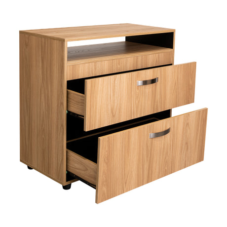 Cajonera Barilo Fresno Europeo y Wengue 80x76cm De Tres Hileras Con Patas - CAJONERAS Y COMODAS | Bylmo