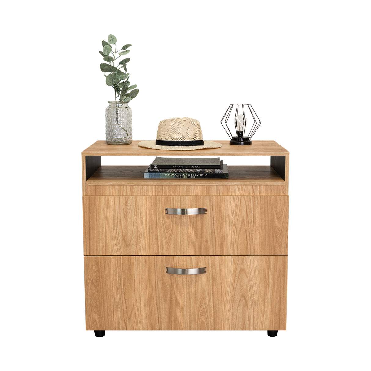 Cajonera Barilo Fresno Europeo y Wengue 80x76cm De Tres Hileras Con Patas - CAJONERAS Y COMODAS | Bylmo