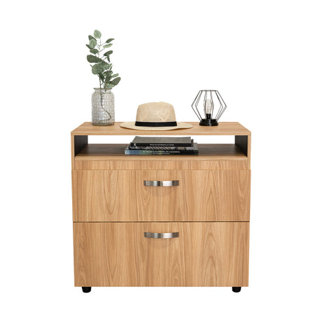 Cajonera Barilo Fresno Europeo y Wengue 80x76cm De Tres Hileras Con Patas - CAJONERAS Y COMODAS | Bylmo