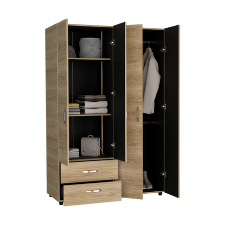 Closet Ankora Fresno Europeo y Wengue 120x180cm Con Dos Cajones y Dos Entrepaños - CLOSETS | Bylmo