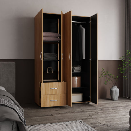 Closet Barilo Fresno Europeo y Wengue 120x200cm Con Dos Cajones y Cuatro Entrepaños - CLOSETS | Bylmo