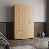 Closet Barilo Fresno Europeo y Wengue 120x200cm Con Dos Cajones y Cuatro Entrepaños - CLOSETS | Bylmo