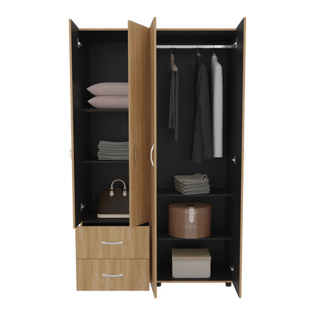 Closet Barilo Fresno Europeo y Wengue 120x200cm Con Dos Cajones y Cuatro Entrepaños - CLOSETS | Bylmo