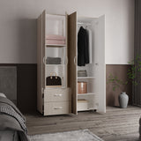 Closet Barilo Niebla y Blanco 120x200cm Con Dos Cajones y Cuatro Entrepaños - CLOSETS | Bylmo