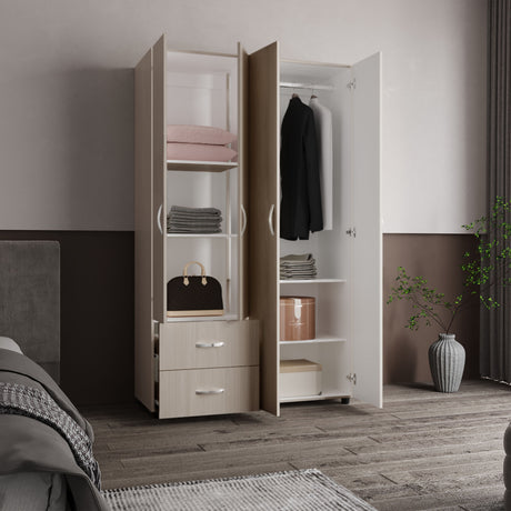 Closet Barilo Niebla y Blanco 120x200cm Con Dos Cajones y Cuatro Entrepaños - CLOSETS | Bylmo