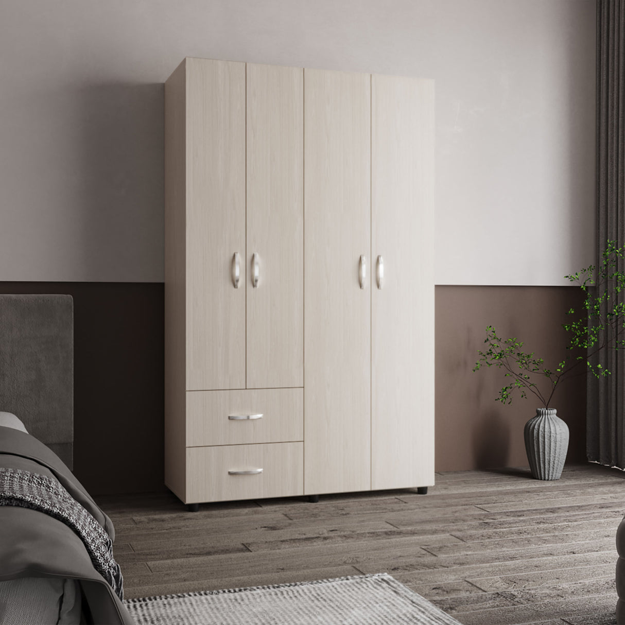 Closet Barilo Niebla y Blanco 120x200cm Con Dos Cajones y Cuatro Entrepaños - CLOSETS | Bylmo