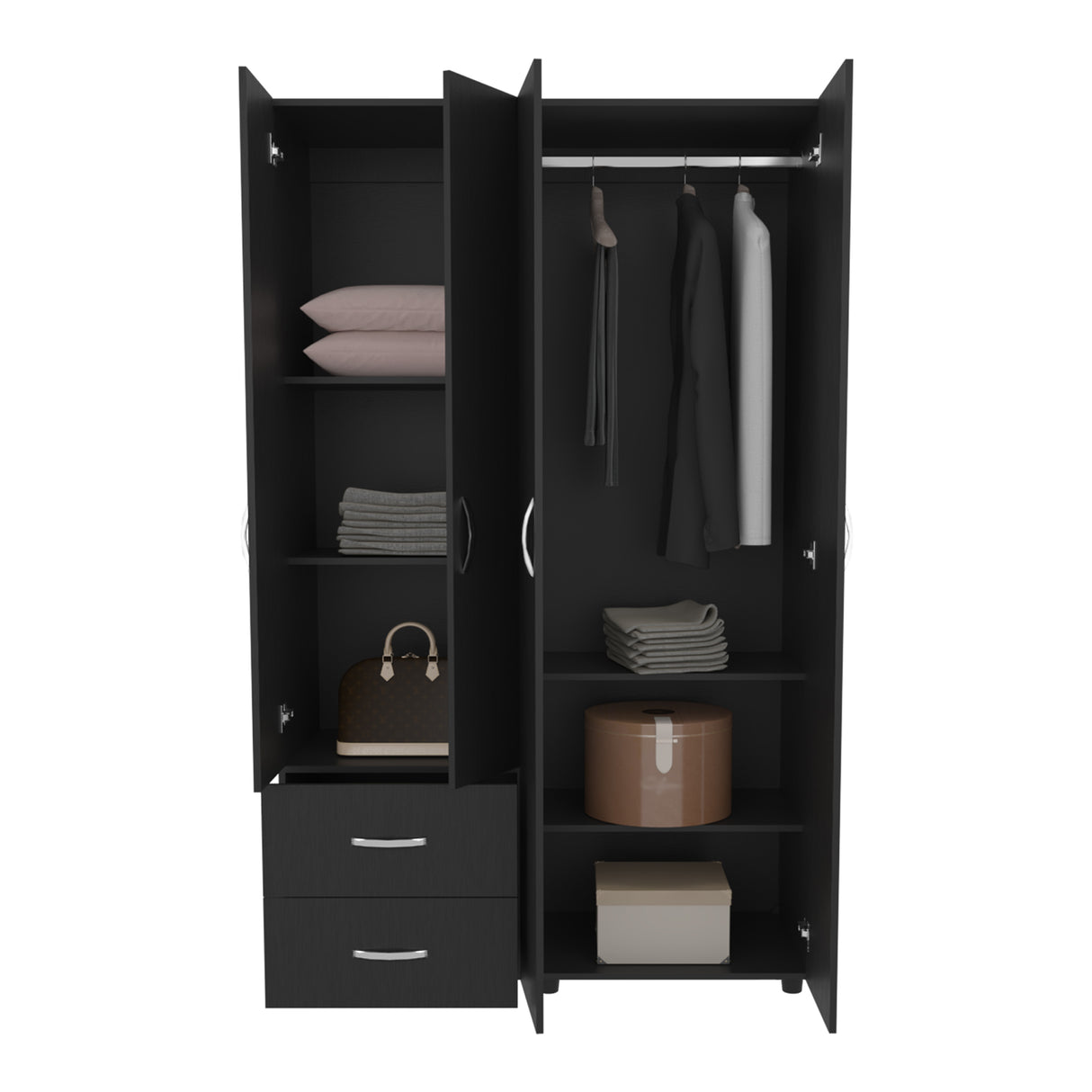 Closet Barilo Wengue 120x200cm Con Dos Cajones y Cuatro Entrepaños - CLOSETS | Bylmo