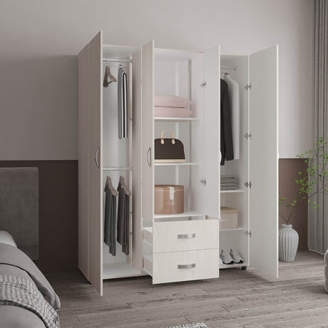 Closet Barilo Niebla y Blanco 150x200cm Con Dos Cajones y Cuatro Entrepaños - CLOSETS | Bylmo