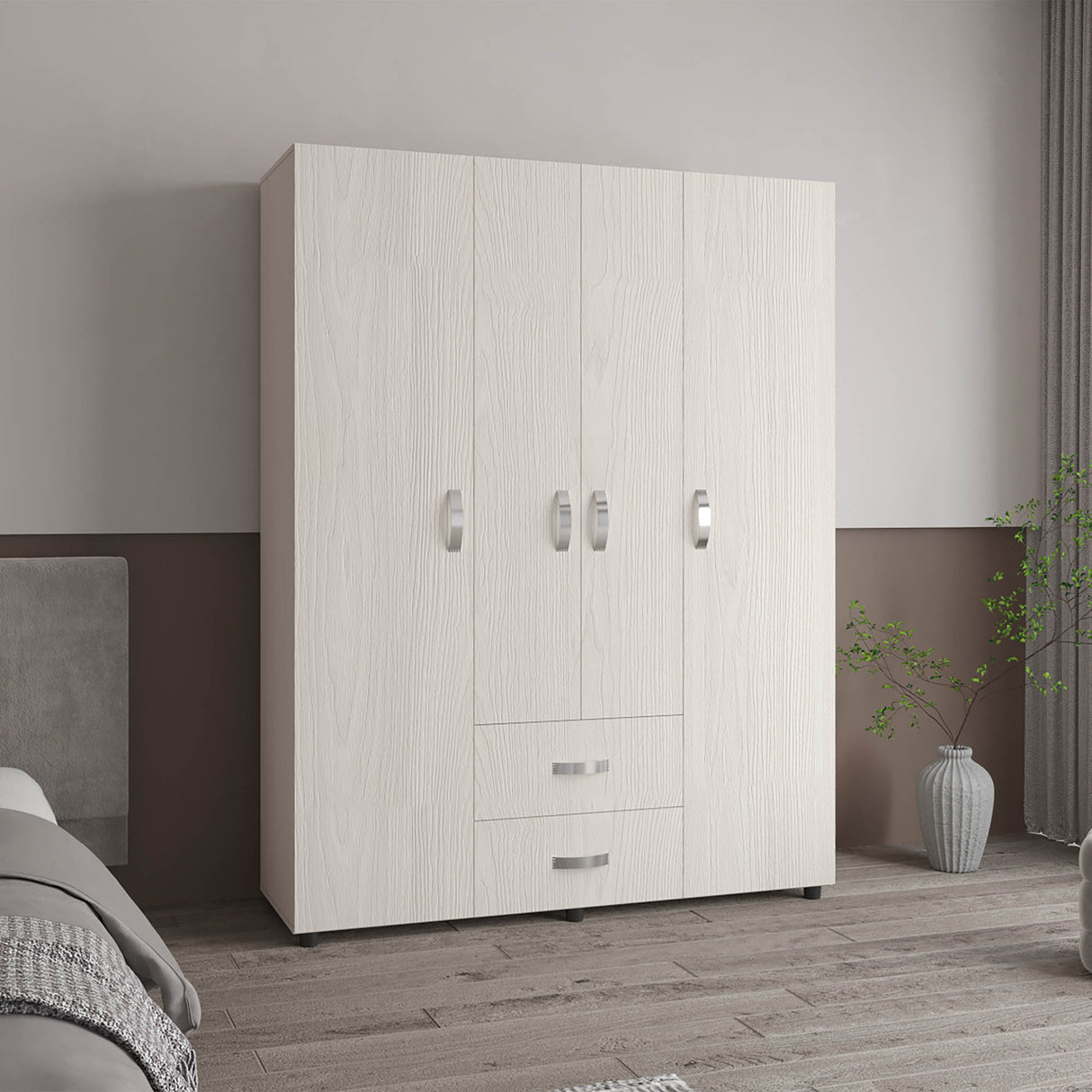 Closet Barilo Niebla y Blanco 150x200cm Con Dos Cajones y Cuatro Entrepaños - CLOSETS | Bylmo