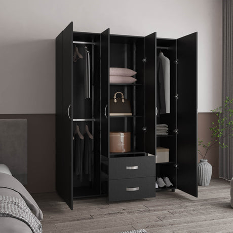 Closet Barilo Wengue 150x200cm Con Dos Cajones y Cuatro Entrepaños - CLOSETS | Bylmo