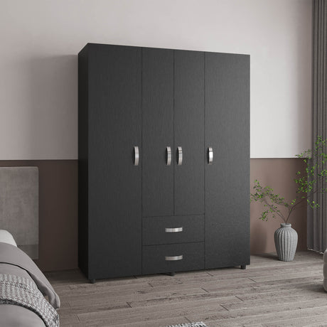 Closet Barilo Wengue 150x200cm Con Dos Cajones y Cuatro Entrepaños - CLOSETS | Bylmo