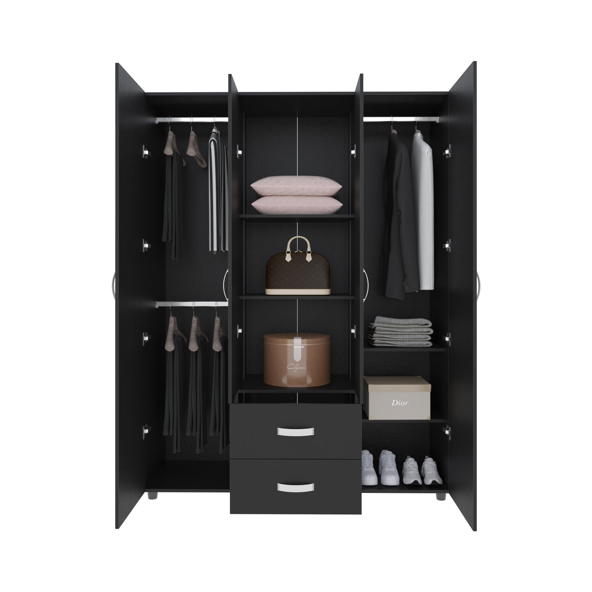 Closet Barilo Wengue 150x200cm Con Dos Cajones y Cuatro Entrepaños - CLOSETS | Bylmo
